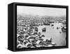 Large Collection of Boats in Singapore Harbor-null-Framed Stretched Canvas