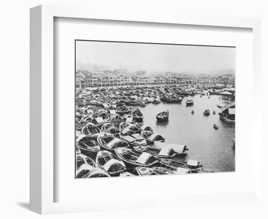 Large Collection of Boats in Singapore Harbor-null-Framed Photographic Print