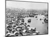 Large Collection of Boats in Singapore Harbor-null-Mounted Photographic Print