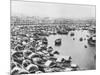 Large Collection of Boats in Singapore Harbor-null-Mounted Photographic Print