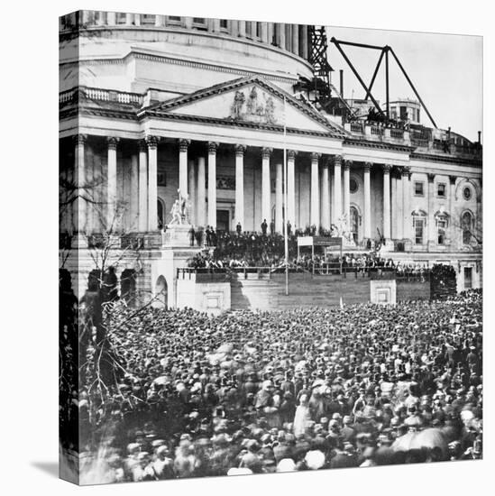 Large Crowd at Abraham Lincoln Inaugural Speech-null-Stretched Canvas