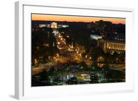 Large crowd gathering for Fourth of July Celebration, Philadelphia Museum of Art, Ben Franklin P...-null-Framed Photographic Print