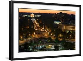 Large crowd gathering for Fourth of July Celebration, Philadelphia Museum of Art, Ben Franklin P...-null-Framed Photographic Print
