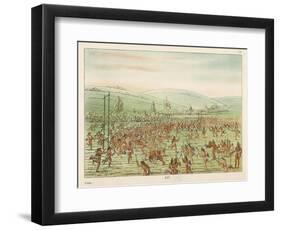 Large Crowd of Native Americans Play Lacrosse-George Catlin-Framed Photographic Print