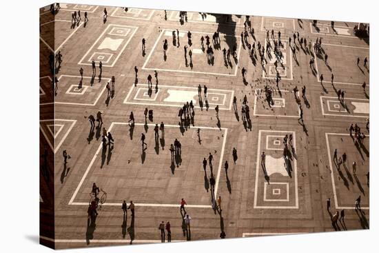 Large Crowd of People Gathering on Urban Square.-monotoomono-Stretched Canvas