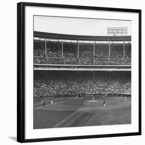 Large Crowd of People Watching the Action of Dodger-Cubs Game Fat Wrigley Field-John Dominis-Framed Photographic Print