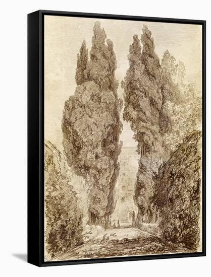 Large Cypresses at the Villa D'Este-Jean-Honoré Fragonard-Framed Stretched Canvas