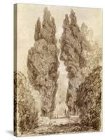 Large Cypresses at the Villa D'Este-Jean-Honoré Fragonard-Stretched Canvas