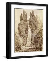 Large Cypresses at the Villa D'Este-Jean-Honoré Fragonard-Framed Giclee Print