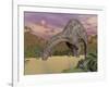 Large Dicraeosaurus Dinosaur Drinking Water-null-Framed Art Print