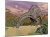 Large Dicraeosaurus Dinosaur Drinking Water-null-Mounted Art Print