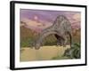 Large Dicraeosaurus Dinosaur Drinking Water-null-Framed Art Print