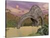 Large Dicraeosaurus Dinosaur Drinking Water-null-Stretched Canvas