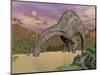 Large Dicraeosaurus Dinosaur Drinking Water-null-Mounted Art Print