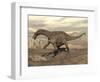 Large Dicraeosaurus Dinosaur Walking on Rocky Terrain-null-Framed Art Print