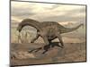 Large Dicraeosaurus Dinosaur Walking on Rocky Terrain-null-Mounted Art Print