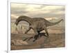 Large Dicraeosaurus Dinosaur Walking on Rocky Terrain-null-Framed Art Print