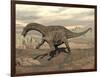 Large Dicraeosaurus Dinosaur Walking on Rocky Terrain-null-Framed Art Print