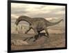 Large Dicraeosaurus Dinosaur Walking on Rocky Terrain-null-Framed Art Print