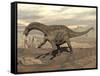 Large Dicraeosaurus Dinosaur Walking on Rocky Terrain-null-Framed Stretched Canvas