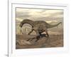 Large Dicraeosaurus Dinosaur Walking on Rocky Terrain-null-Framed Art Print