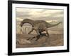 Large Dicraeosaurus Dinosaur Walking on Rocky Terrain-null-Framed Art Print