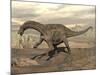 Large Dicraeosaurus Dinosaur Walking on Rocky Terrain-null-Mounted Art Print