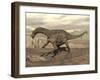 Large Dicraeosaurus Dinosaur Walking on Rocky Terrain-null-Framed Art Print