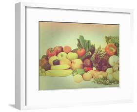 Large Display of Various Fruit and Vegetables with a Vintage Effect-kjpargeter-Framed Photographic Print