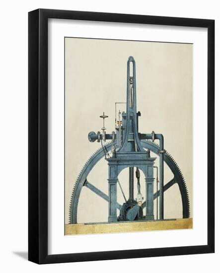 Large Double-Chamber Steam Engine, 19th century-Science Source-Framed Giclee Print