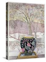 Large Ginger Jar in Snowstorm-Lillian Delevoryas-Stretched Canvas