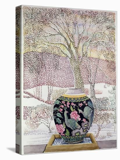 Large Ginger Jar in Snowstorm-Lillian Delevoryas-Stretched Canvas
