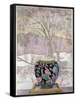 Large Ginger Jar in Snowstorm-Lillian Delevoryas-Framed Stretched Canvas