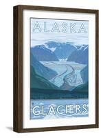 Large Glacier Scene, Alaska-Lantern Press-Framed Art Print