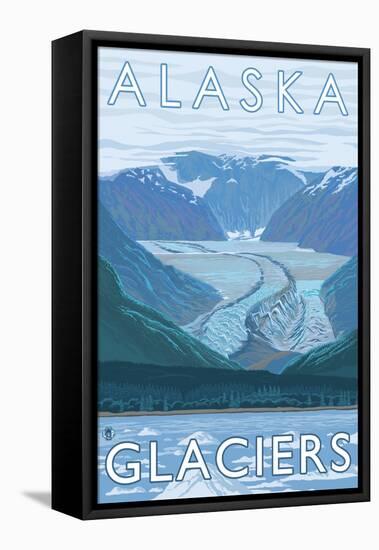 Large Glacier Scene, Alaska-Lantern Press-Framed Stretched Canvas