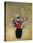 Large Green Vase with Mixed Flowers-Odilon Redon-Stretched Canvas