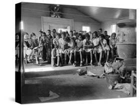 Large Group of Mostly African American Students in a Ramshackle One Room Schoolhouse-Ed Clark-Stretched Canvas