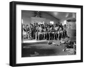 Large Group of Mostly African American Students in a Ramshackle One Room Schoolhouse-Ed Clark-Framed Photographic Print