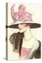 Large Hat with Pink Bow-null-Stretched Canvas
