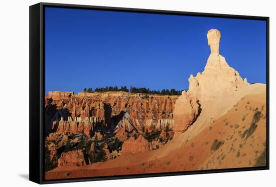 Large Hoodoo in Early Morning Light Seen from a Horse Trail in Winter-Eleanor Scriven-Framed Stretched Canvas