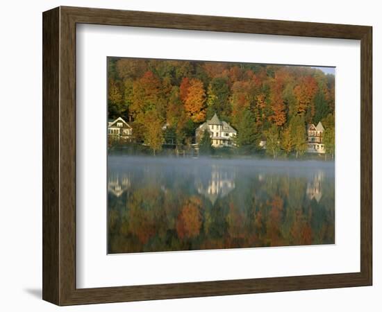 Large Houses Beside Lake Flower at Saranac Lake Town in Early Morning, New York State, USA-Julian Pottage-Framed Photographic Print