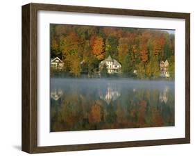 Large Houses Beside Lake Flower at Saranac Lake Town in Early Morning, New York State, USA-Julian Pottage-Framed Photographic Print