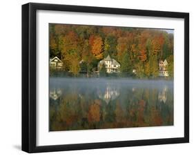 Large Houses Beside Lake Flower at Saranac Lake Town in Early Morning, New York State, USA-Julian Pottage-Framed Photographic Print