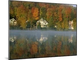Large Houses Beside Lake Flower at Saranac Lake Town in Early Morning, New York State, USA-Julian Pottage-Mounted Photographic Print