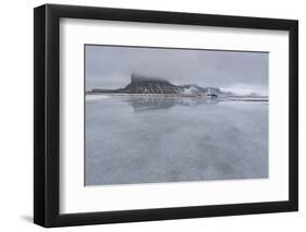 Large Ice in Front of a Mountain in Iceland-Niki Haselwanter-Framed Photographic Print