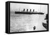 Large Liner Lusitania Leaving in Waters-null-Framed Stretched Canvas