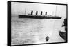 Large Liner Lusitania Leaving in Waters-null-Framed Stretched Canvas