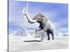 Large Mammoth Walking Slowly on the Snowy Mountain Against the Wind-null-Stretched Canvas