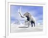 Large Mammoth Walking Slowly on the Snowy Mountain Against the Wind-null-Framed Art Print