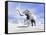 Large Mammoth Walking Slowly on the Snowy Mountain Against the Wind-null-Framed Stretched Canvas